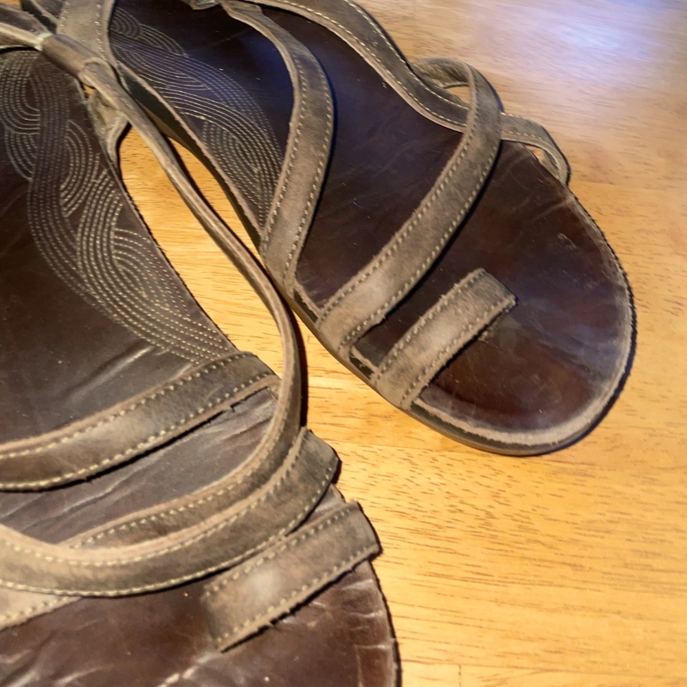 Brown leather Chaco strap sandals